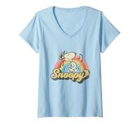 Femme Peanuts Groovy Vibes Snoopy Music Retro Vintage Festival années 60 T-Shirt avec Col en V
