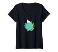 Femme Peanuts - Jour de la Terre Snoopy Keep It Clean Keep It Green T-Shirt avec Col en V