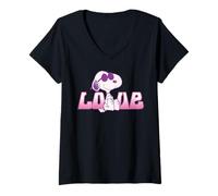 Femme Peanuts Love Snoopy Joe Cool Retro Shades Vintage Comic Années 90 T-Shirt avec Col en V