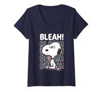 Femme Peanuts Pochoir Snoopy Graffiti Splat Bleah Lol années 90 T-Shirt avec Col en V