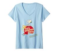 Femme Peanuts Snoopy All Out Shopped Christmas Party Holiday T-Shirt avec Col en V