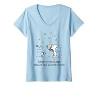 Femme Peanuts Snoopy and Woodstock Chute de neige de Noël T-Shirt avec Col en V