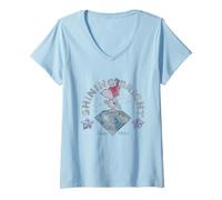Femme Peanuts Snoopy Bright Shining Années 1950 Classique Sparkly Années 90 T-Shirt avec Col en V
