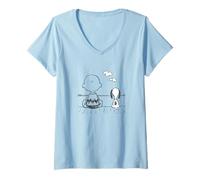 Femme Peanuts - Snoopy Charlie Brown At The Sea T-Shirt avec Col en V
