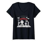 Femme Peanuts Snoopy Charlie Brown Cœur Vintage Saint-Valentin T-Shirt avec Col en V
