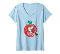Femme Peanuts Snoopy Charlie Sally Christmas Eat Drink Merry Be Gifts T-Shirt avec Col en V