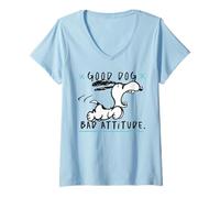 Femme Peanuts Snoopy Good Dog Bad Attitude Crazy Classic Beagle T-Shirt avec Col en V