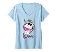 Femme Peanuts Snoopy Graphic One Love Vintage Edition Fan de bande dessinée T-Shirt avec Col en V