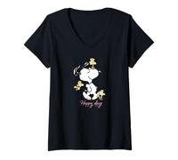 Femme Peanuts - Snoopy Happy Days T-Shirt avec Col en V