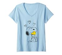 Femme Peanuts - Snoopy Je Te tiens Fort T-Shirt avec Col en V