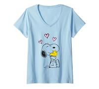 Femme Peanuts - Snoopy Je Te tiens Fort T-Shirt avec Col en V