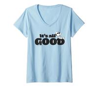 Femme Peanuts Snoopy Joe Cool All Good Easy Life Lazy Classic Days T-Shirt avec Col en V