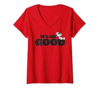 Femme Peanuts Snoopy Joe Cool All Good Easy Life Lazy Days Classique T-Shirt avec Col en V