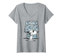 Femme Peanuts Snoopy Joe Cool Graffiti Niche pour Chien Urban Art Street T-Shirt avec Col en V