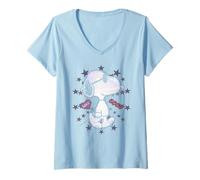 Femme Peanuts Snoopy Joe Cool Starburst Glitch Love Valentine années 90 T-Shirt avec Col en V