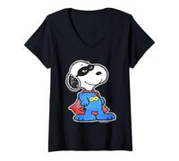 Femme Peanuts Snoopy Masked Marvel Super Beagle Caped Hero Classic T-Shirt avec Col en V