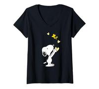 Femme Peanuts - Snoopy Mon cœur est avec toi doré T-Shirt avec Col en V
