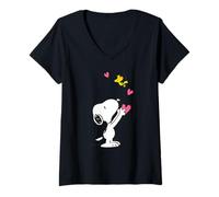 Femme Peanuts - Snoopy Mon cœur est avec toi Pink T-Shirt avec Col en V