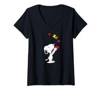 Femme Peanuts - Snoopy Mon cœur est avec toi Rouge T-Shirt avec Col en V