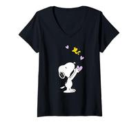Femme Peanuts - Snoopy Mon cœur est avec toi Violet T-Shirt avec Col en V