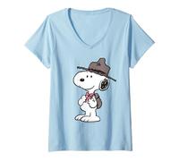 Femme Peanuts Snoopy Scout Leader Summer Adventure Classic Beagle T-Shirt avec Col en V
