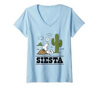 Femme Peanuts - Snoopy Siesta T-Shirt avec Col en V