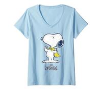 Femme Peanuts Snoopy Super Super-héros Vintage Classique Bande dessinée Années 80 90 T-Shirt avec Col en V