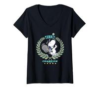 Femme Peanuts Snoopy Tennis Beagle Champion 86 Jeu de tournoi T-Shirt avec Col en V