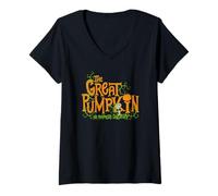 Femme Peanuts - Snoopy The Great Pumpkin Halloween T-Shirt avec Col en V