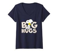 Femme Peanuts - Snoopy Woodstock Big Hugs T-Shirt avec Col en V