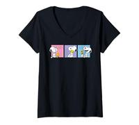 Femme Peanuts Snoopy Woodstock Friends Cuddles Fun Cute Classic T-Shirt avec Col en V