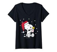 Femme Peanuts - Snoopy Woodstock Le Plus Beau Cadeau, C'est toi T-Shirt avec Col en V