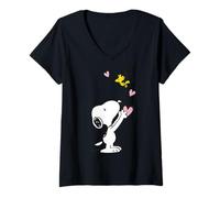 Femme Peanuts - Snoopy Woodstock Mon cœur est avec toi T-Shirt avec Col en V