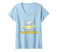 Femme Peanuts Snoopy Woodstock Road Trip, Aventure Estivale et rétro T-Shirt avec Col en V