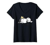 Femme Peanuts Snoopy Woodstock Sleep Society Sweet Dreams Classique T-Shirt avec Col en V