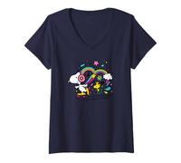 Femme Peanuts - Snoopy Woodstock T-Shirt avec Col en V