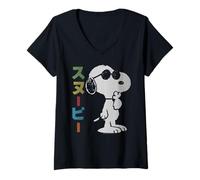 Femme Peanuts Tokyo Snoopy Joe Cool Vintage Comic Cadeaux japonais T-Shirt avec Col en V