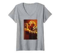 Femme Pearl Jam Singer Eddie Vedder par Andy Willsher T-Shirt avec Col en V