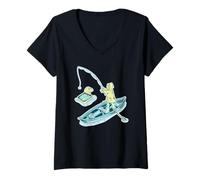 Femme Pêche à la sardine dans une boîte T-Shirt avec Col en V