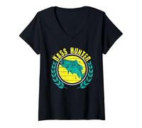 Femme Pêche au Bar Bass Hunter T-Shirt avec Col en V