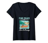 Femme Pêche au lac d'Annecy T-Shirt avec Col en V