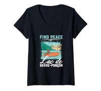 Femme Pêche au lac de Serre-Ponçon T-Shirt avec Col en V