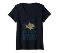 Femme Pêche enfant famille voyage de pêche assorti père fils T-Shirt avec Col en V