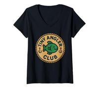 Femme Pêche enfant famille voyage de pêche assorti père fils T-Shirt avec Col en V