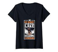 Femme Pêche et Black and Tan Coonhound T-Shirt avec Col en V