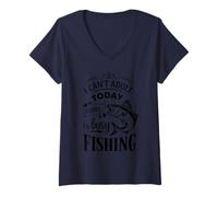 Femme Pêche rétro pour un week-end paresseux - Je suis occupé à pêcher à l'achigan T-Shirt avec Col en V