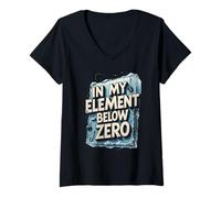 Femme Pêche sur Glace in My Element T-Shirt avec Col en V