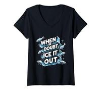 Femme Pêche sur Glace When in Doubt Ice It Out T-Shirt avec Col en V