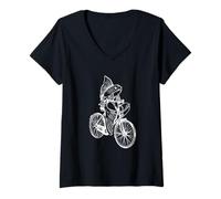 Femme Pêcher sur un vélo : parce que chaque palme a besoin d'un partenaire pédalier T-Shirt avec Col en V