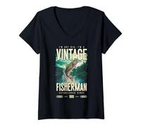Femme Pêcheur de truite vintage anniversaire de pêche drôle 1989 T-Shirt avec Col en V